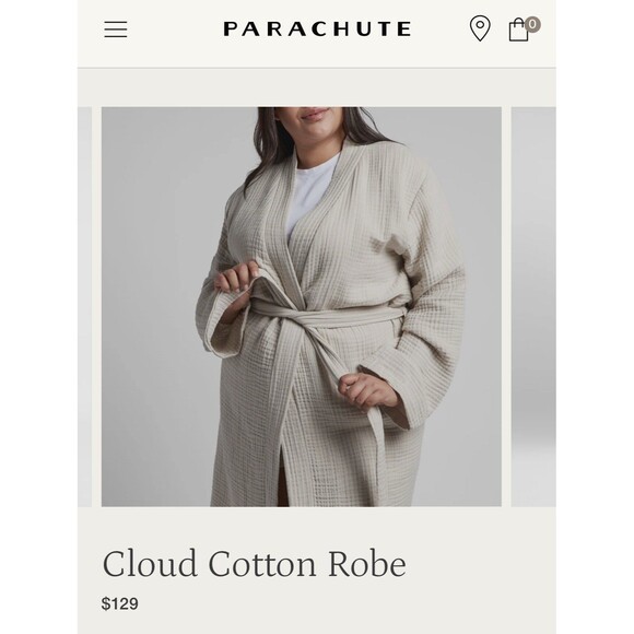Parachute Cloud Cotton Robe in Bone 100% Cotton Muslin Gauze XXL 1X - Picture 5 of 9